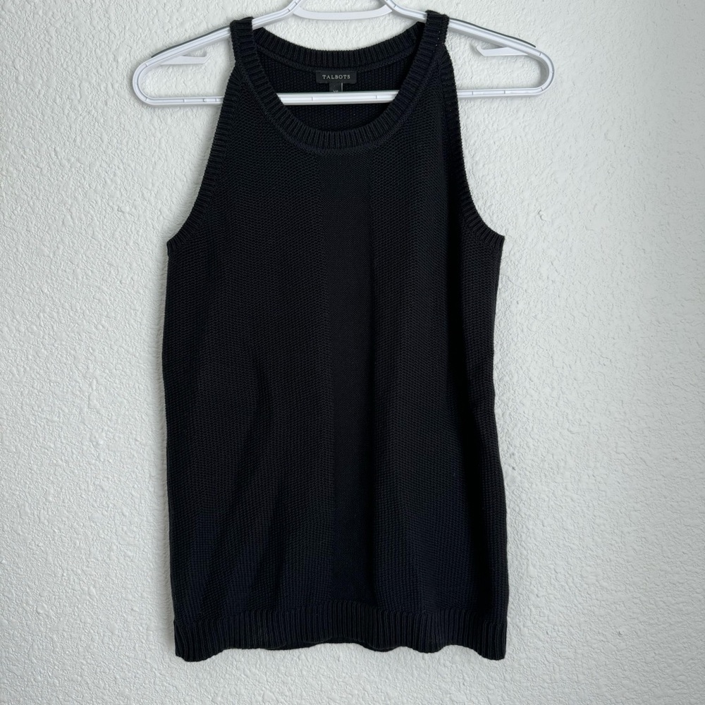 Talbots black 100% cotton knit sweater tank size XS